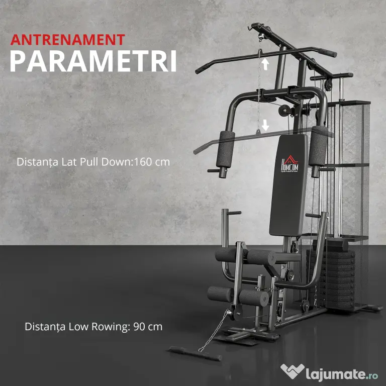 HOMCOM Stație de Fitness Multifuncțională, Antrenament Acasă și Profesional, Oțel, 150x110x210 cm, Negru | Aosom Romania