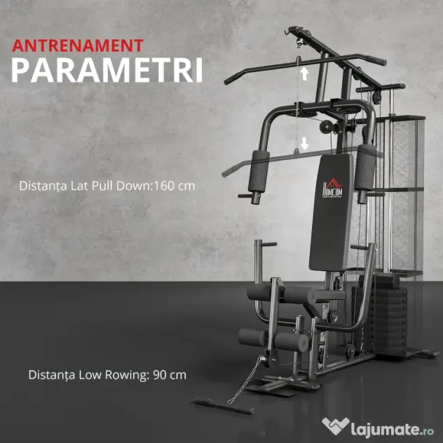 HOMCOM Stație de Fitness Multifuncțională, Antrenament Acasă și Profesional, Oțel, 150x110x210 cm, Negru | Aosom Romania