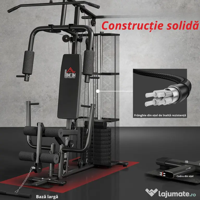 HOMCOM Stație de Fitness Multifuncțională, Antrenament Acasă și Profesional, Oțel, 150x110x210 cm, Negru | Aosom Romania