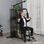 HOMCOM Statie de fitness Multifunctionala pentru Sala si Casa, din Otel 150x110x210cm Negru