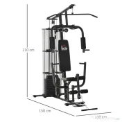 HOMCOM Statie de fitness Multifunctionala pentru Sala si Casa, din Otel 150x110x210cm Negru