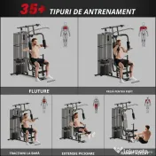 HOMCOM Statie de fitness Multifunctionala pentru Sala si Casa, din Otel 150x110x210cm Negru