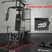 HOMCOM Statie de fitness Multifunctionala pentru Sala si Casa, din Otel 150x110x210cm Negru