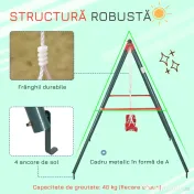Outsunny Leagăn Dublu de Grădină pentru Copii 3+ Ani, Verde și Roșu 