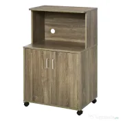 Mobilier Bucatarie Multifunctional HOMCOM cu 4 Roti, Dulapior si Etajera pentru Microunde, 60,4x40,3x97cm - Lemn