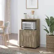 Mobilier Bucatarie Multifunctional HOMCOM cu 4 Roti, Dulapior si Etajera pentru Microunde, 60,4x40,3x97cm - Lemn