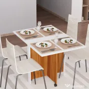 HOMCOM masa de pranz, pliabila cu roti, 120x80x73cm 