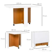 HOMCOM masa de pranz, pliabila cu roti, 120x80x73cm 