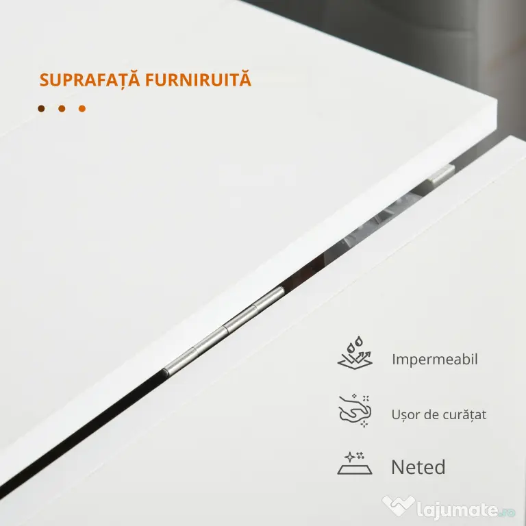 HOMCOM Masă de Prânz Pliabilă cu Roți, Mobilier Bucătărie Spațiu-Eficient, Alb, 120x80x73 cm | Aosom Romania