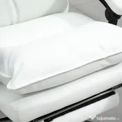 Vinsetto Fotoliu de Birou din Piele ecologica Alb Ajustabil Rabatabil la 155° Suport pentru picioare 
