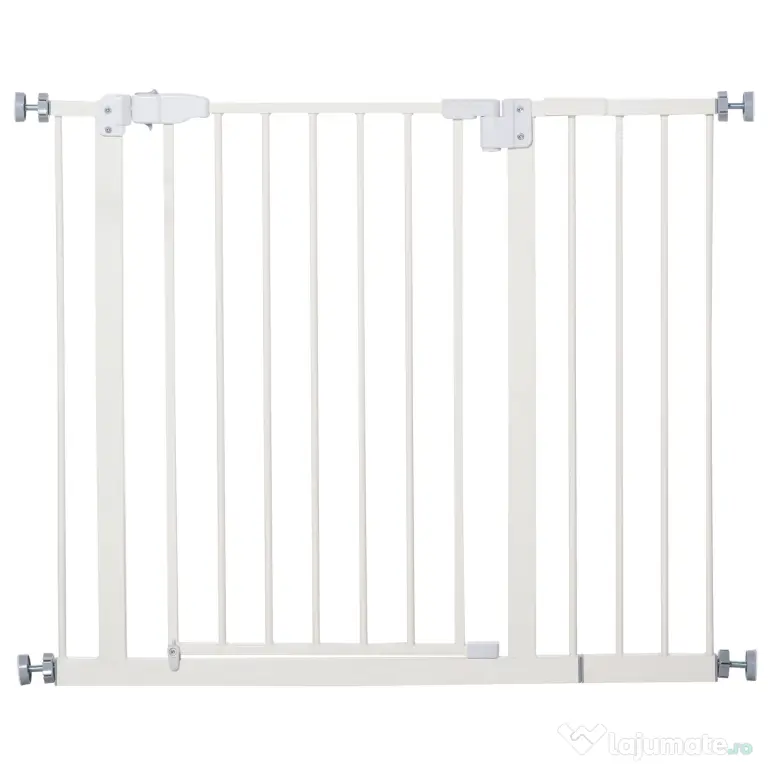 PawHut Poartă Extensibilă pentru Câini cu Montare prin Presiune, Barieră Închidere Automată și Extensie, 86x76.2 cm, Alb | Aosom Romania