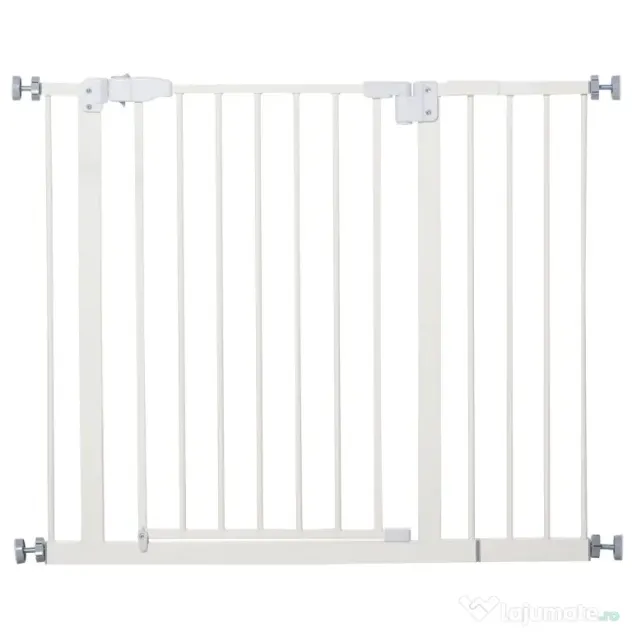 PawHut Poartă Extensibilă pentru Câini cu Montare prin Presiune, Barieră Închidere Automată și Extensie, 86x76.2 cm, Alb | Aosom Romania