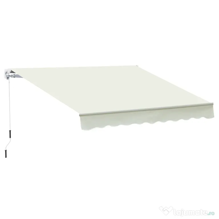 Outsunny Copertină Rulou Manuală pentru Uși și Ferestre, din Aluminiu și Poliester Anti-UV, 295x245cm, Alb | Aosom Romania