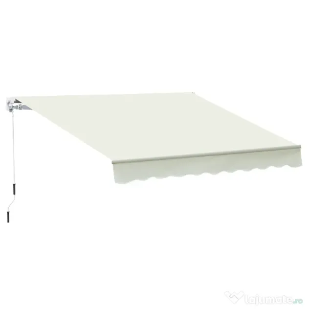 Outsunny Copertină Rulou Manuală pentru Uși și Ferestre, din Aluminiu și Poliester Anti-UV, 295x245cm, Alb | Aosom Romania
