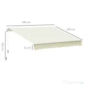Outsunny Copertină Rulou Manuală pentru Uși și Ferestre, din Aluminiu și Poliester Anti-UV, 295x245cm, Alb | Aosom Romania