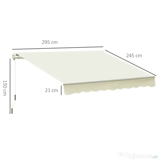 Outsunny Copertină Rulou Manuală pentru Uși și Ferestre, din Aluminiu și Poliester Anti-UV, 295x245cm, Alb | Aosom Romania
