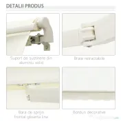 Outsunny Copertină Rulou Manuală pentru Uși și Ferestre, din Aluminiu și Poliester Anti-UV, 295x245cm, Alb | Aosom Romania