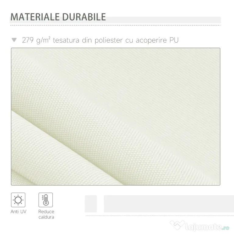 Outsunny Copertină Rulou Manuală pentru Uși și Ferestre, din Aluminiu și Poliester Anti-UV, 295x245cm, Alb | Aosom Romania