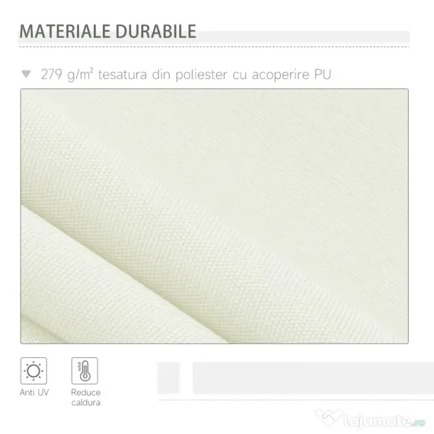 Outsunny Copertină Rulou Manuală pentru Uși și Ferestre, din Aluminiu și Poliester Anti-UV, 295x245cm, Alb | Aosom Romania