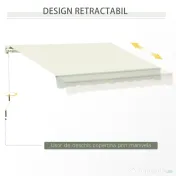 Outsunny Copertină Rulou Manuală pentru Uși și Ferestre, din Aluminiu și Poliester Anti-UV, 295x245cm, Alb | Aosom Romania