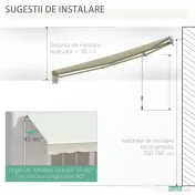 Outsunny Copertină Rulou Manuală pentru Uși și Ferestre, din Aluminiu și Poliester Anti-UV, 295x245cm, Alb | Aosom Romania