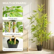 Outsunny Set 2 Plante Bambus Artificiale – 120 cm cu Ghiveci 