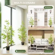 Outsunny Set 2 Plante Bambus Artificiale – 120 cm cu Ghiveci 