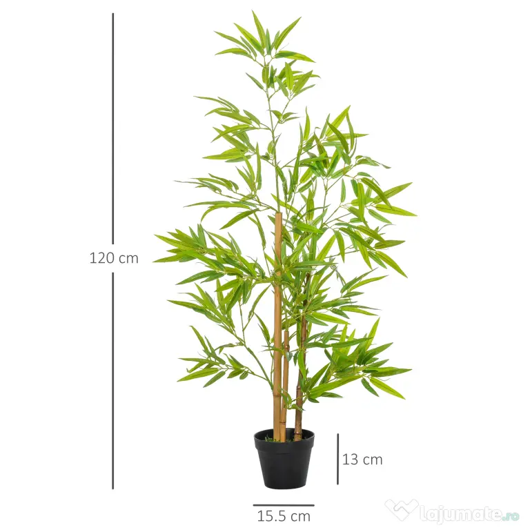 Set 2 Plante de Bambus Artificiale in Ghiveci de 120cm, Decoratiune pentru Casa, Birou, Interior si Exterior Outsunny | Aosom Romania