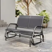 Outsunny Banca Tip Leagan 2 Locuri din Metal, Negru, 123x70x87 cm | Aosom Romania