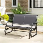 Outsunny Banca Tip Leagan 2 Locuri din Metal, Negru, 123x70x87 cm | Aosom Romania
