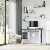 HOMCOM Birou pentru PC cu Sertare in Lemn, 100x52x75cm, Maro 