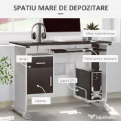 HOMCOM Birou pentru PC cu Sertare in Lemn, 100x52x75cm, Maro 