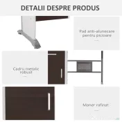 HOMCOM Birou pentru PC cu Sertare in Lemn, 100x52x75cm, Maro 