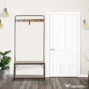 HOMCOM Set Hol cu Cuier, Bancă și Suport pentru Pantofi, Stil Industrial, Mobilier pentru Intrare, Metal și Lemn | Aosom Romania 