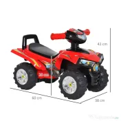 Quad Jucarie pentru Copii HOMCOM cu 4 Roti Claxon Muzica Lumini, PP, Rosu 60×38×42cm | Aosom Romania 