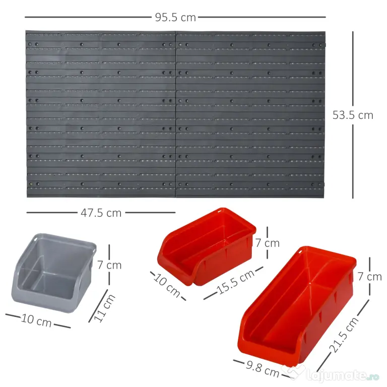 DURHAND Suport de Perete pentru Scule 44 Bucăți, Sistem de Depozitare Modular pentru Atelier | Aosom Romania