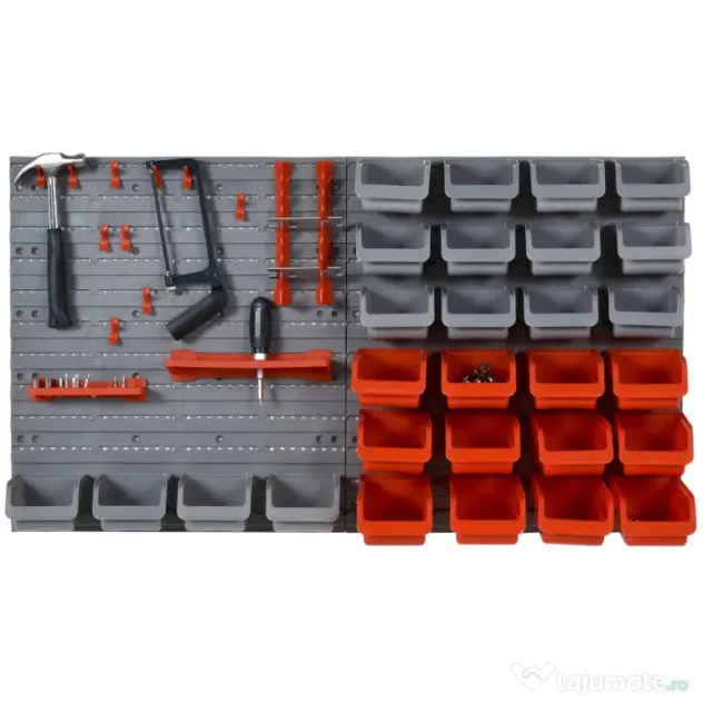 DURHAND Suport de Perete pentru Scule 44 Bucăți, Sistem de Depozitare Modular pentru Atelier | Aosom Romania