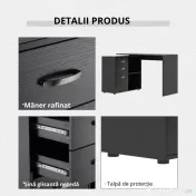 HOMCOM Masa de Birou de colt cu Sertar, pentru Birou si Casa, in Forma de L, Neagra 