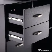 HOMCOM Masa de Birou de colt cu Sertar, pentru Birou si Casa, in Forma de L, Neagra 