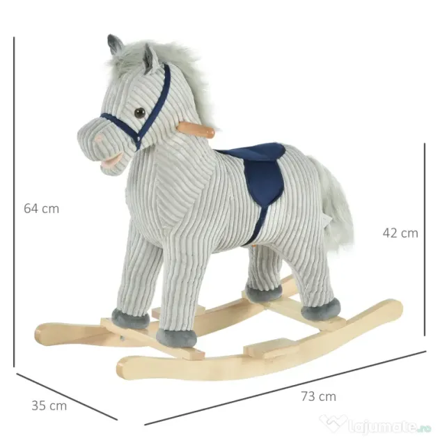 HOMCOM Balansoar Interactiv Cal Copii 36-72 Luni, Jucărie Pluș Educativă 64x73x35cm | Aosom Romania