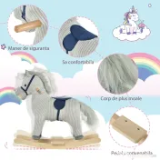 HOMCOM Balansoar Interactiv Cal Copii 36-72 Luni, Jucărie Pluș Educativă 64x73x35cm | Aosom Romania 