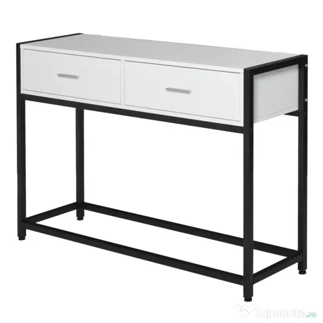 HOMCOM Consolă Modernă cu 2 Sertare, Masă pentru Hol sau Living, Design Elegant, 120x34x81 cm | Aosom Romania