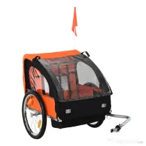 Homcom Remorca Bicicleta Copii – 2 Locuri, Siguranta & Cadru Otel