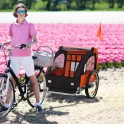 Homcom Remorca Bicicleta Copii – 2 Locuri, Siguranta & Cadru Otel 