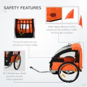 Homcom Remorca Bicicleta Copii – 2 Locuri, Siguranta & Cadru Otel 