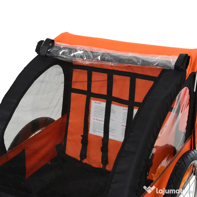 Homcom Remorca Bicicleta Copii – 2 Locuri, Siguranta & Cadru Otel