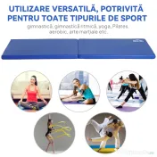 HOMCOM Saltea de Gimnastică Pliabilă și Antiderapantă 180x60x5 cm Albastru | Aosom Romania