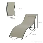 Set 2 Sezlonguri de Gradina Outsunny Pliabile, Aluminiu si Textilen, Kaki, 61x165x63cm | Aosom Romania 