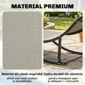 Set 2 Sezlonguri de Gradina Outsunny Pliabile, Aluminiu si Textilen, Kaki, 61x165x63cm | Aosom Romania 