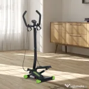 HOMCOM Stepper Profesional Fitness cu Manubriu si Corzi, 40x48x118cm